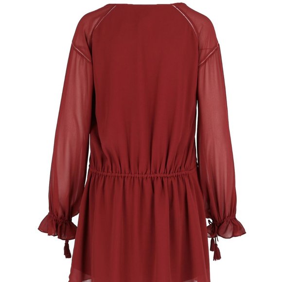 Cute Haute Hippie Merlot Boho Georgette Mini Dress - Wear with heels or leggings - Picture 10 of 13